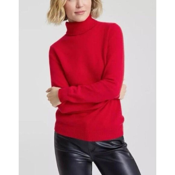 CHARTER CLUB Womens Sweater Dark Pink M Medium Cashmere Turtleneck Pullover - Picture 1 of 5